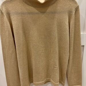 Escada Women's Gold Shimmer Mock Neck Knit Top